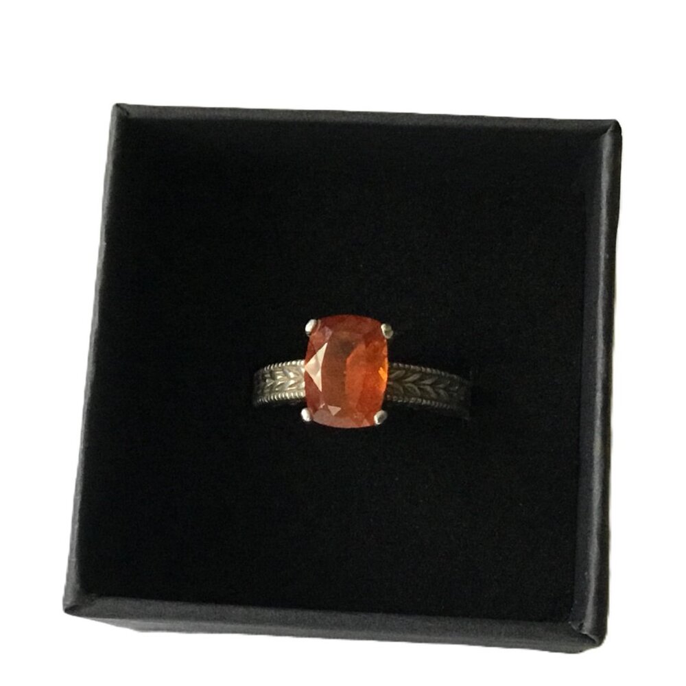Vintage Sterling Silver Orange Fire Opal Ring Size 6.5 approx. 3 ct 5.6 grams‎